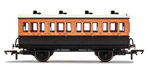 R40061 Hornby LSWR, 4 Wheel Coach, 1st Class, 123 - Era 2