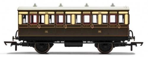 R40111 Hornby GWR, 4 Wheel Coach, 1st Class, Fitted Lights, 143
