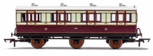R40119 Hornby LNWR 6 Wheel Coach 1st Class Fitted Lights 1889